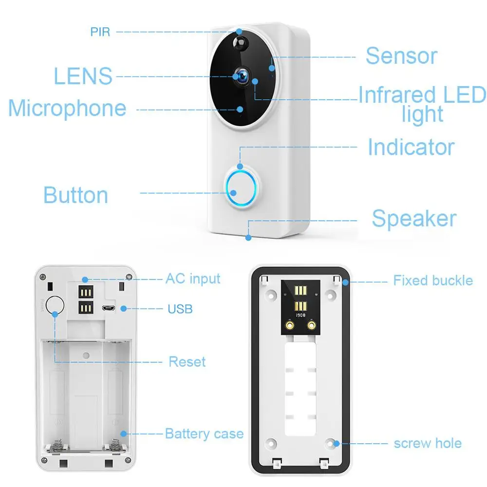 L9 Video Door Bell Camera Smart Doorbell Wireless WiFi 720P/1080P DoorBell Smart Video Phone Visual 2-Ways Audio Secure Camera