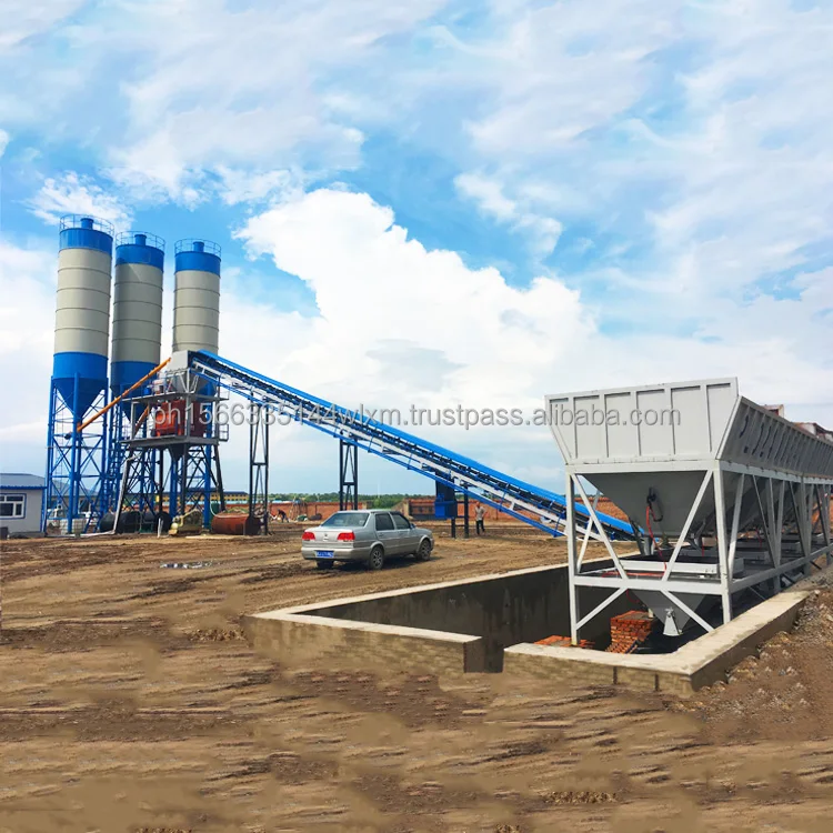 Full-automatic Control System Concrete Plant 120 m3/h Twin Shafts Mixer Concrete Batching Plant for Sale