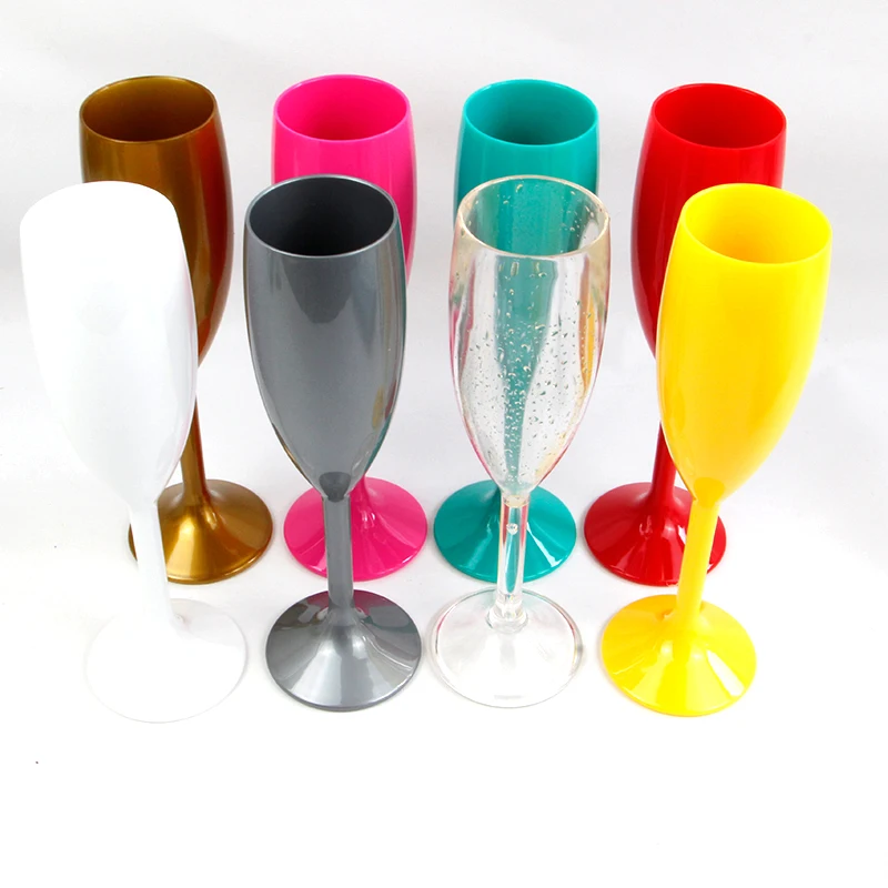 Plastic Glasses Cup for Events Unbreakable Plastic Wine Goblet Glasses Classical Party Plastic Champagne Flutes Reusable 170ml