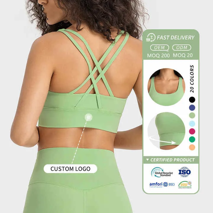 Women high impact fitness yoga wear sexy cross back sport bra top fitness wholesale