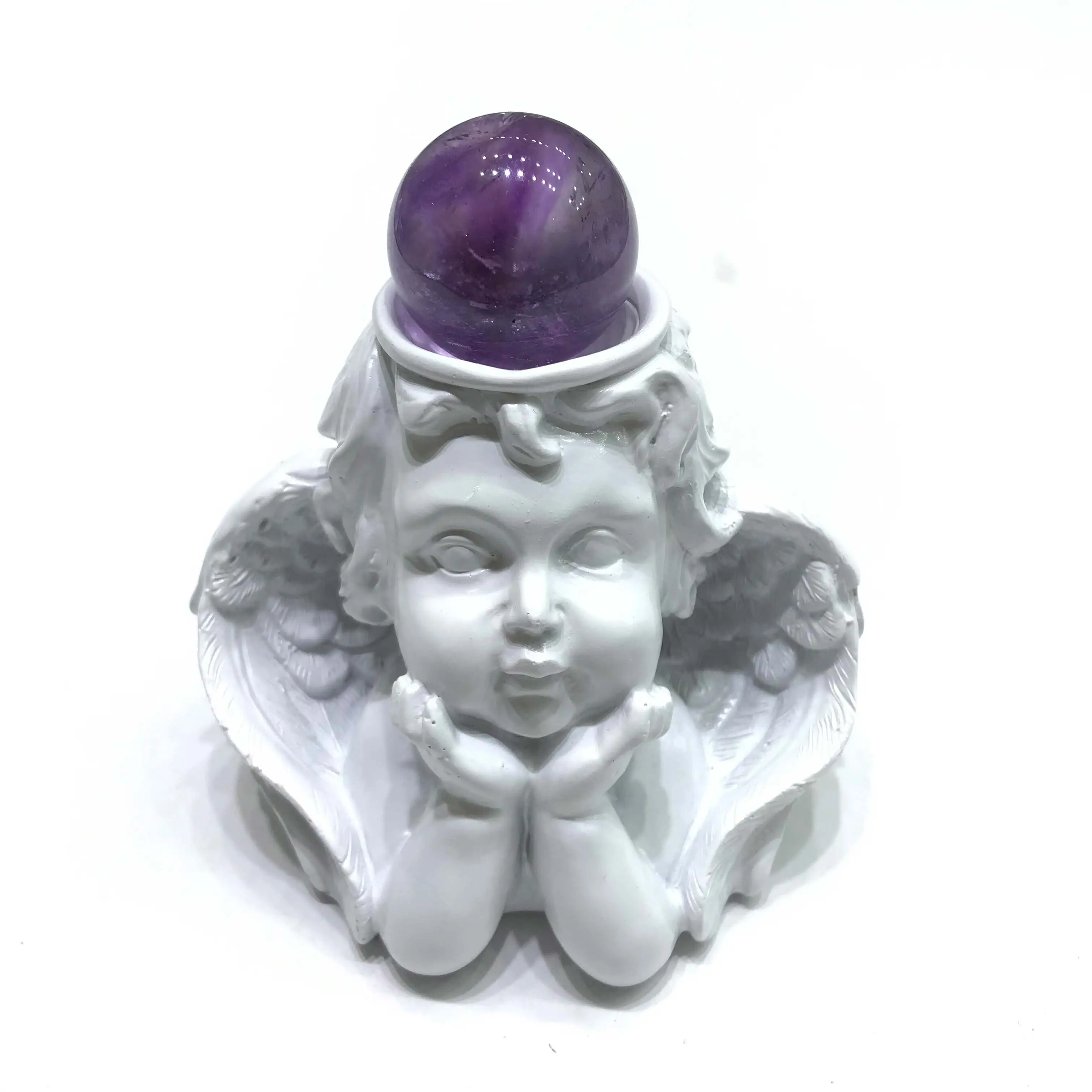 New Gypsum Carving White Crystal Sphere Base Stand For Decoration