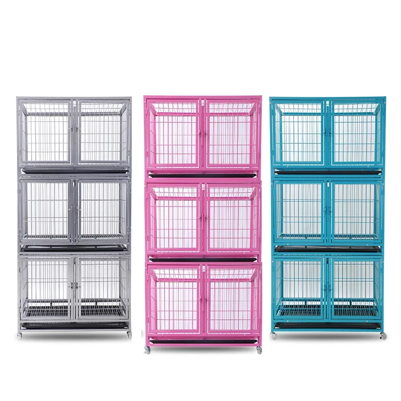 
Galvanized Iron Foster cage dog crate dog cage with divider for 2 dogs 