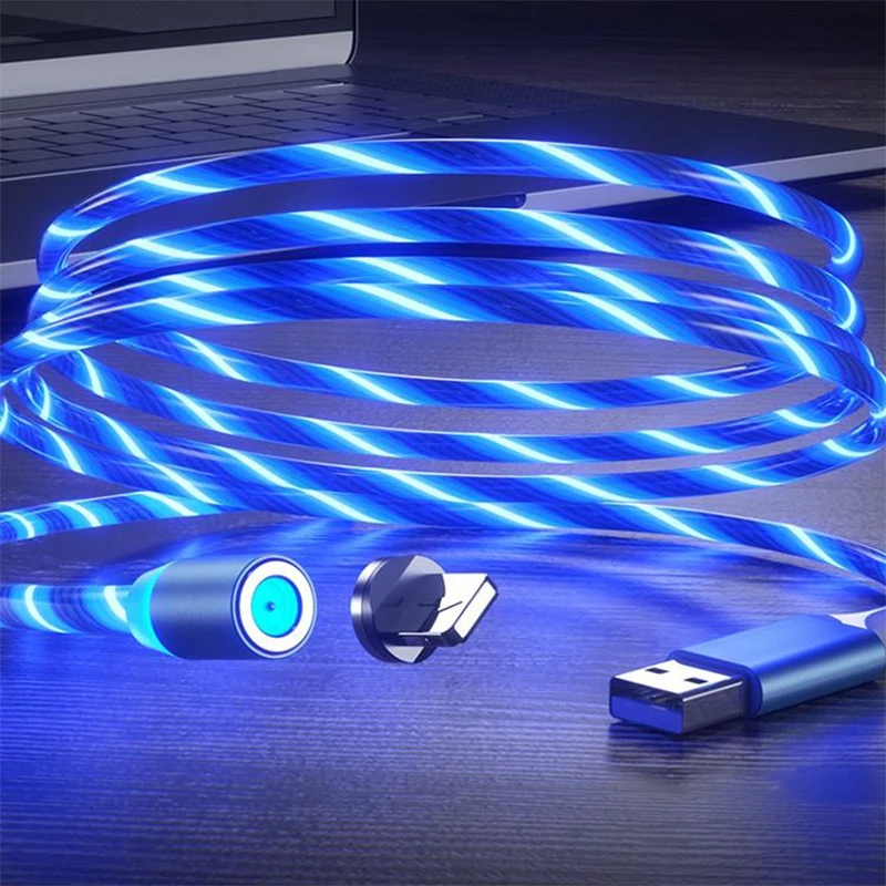  Оптовая продажа магнитный USB-кабель для быстрой зарядки аксессуары телефонов кабель USB Светодиодный светящийся Micro Lighting кабели передачи