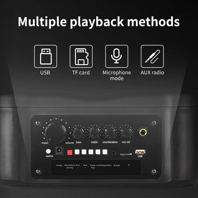 M669i Speaker Karaoke with Microphone Blueteeh Wireless Audio Bass Treble Adjustmentfor Outdoor Family