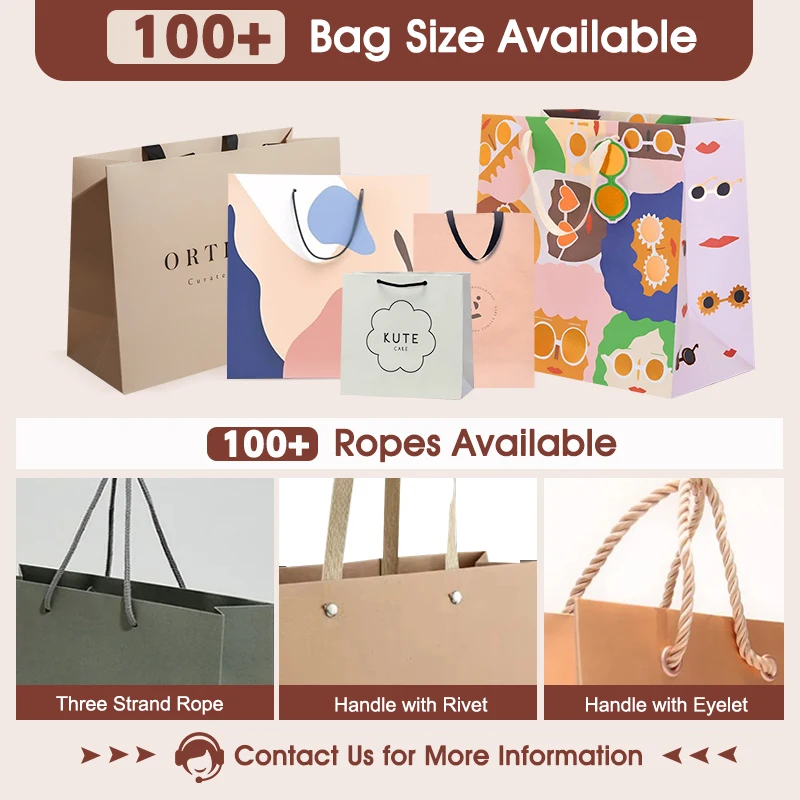 Kraft Taille 5 Luxury Shopping Carrier Jewelry Paper Bag Moq Low