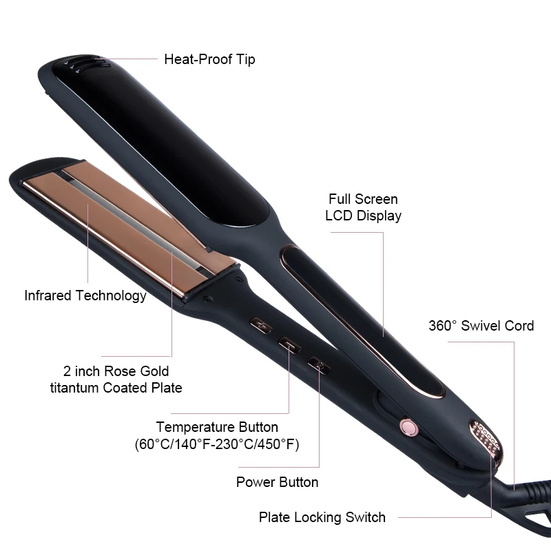 Wide version infrared hair straightener splint for household fast flat iron hair straightener