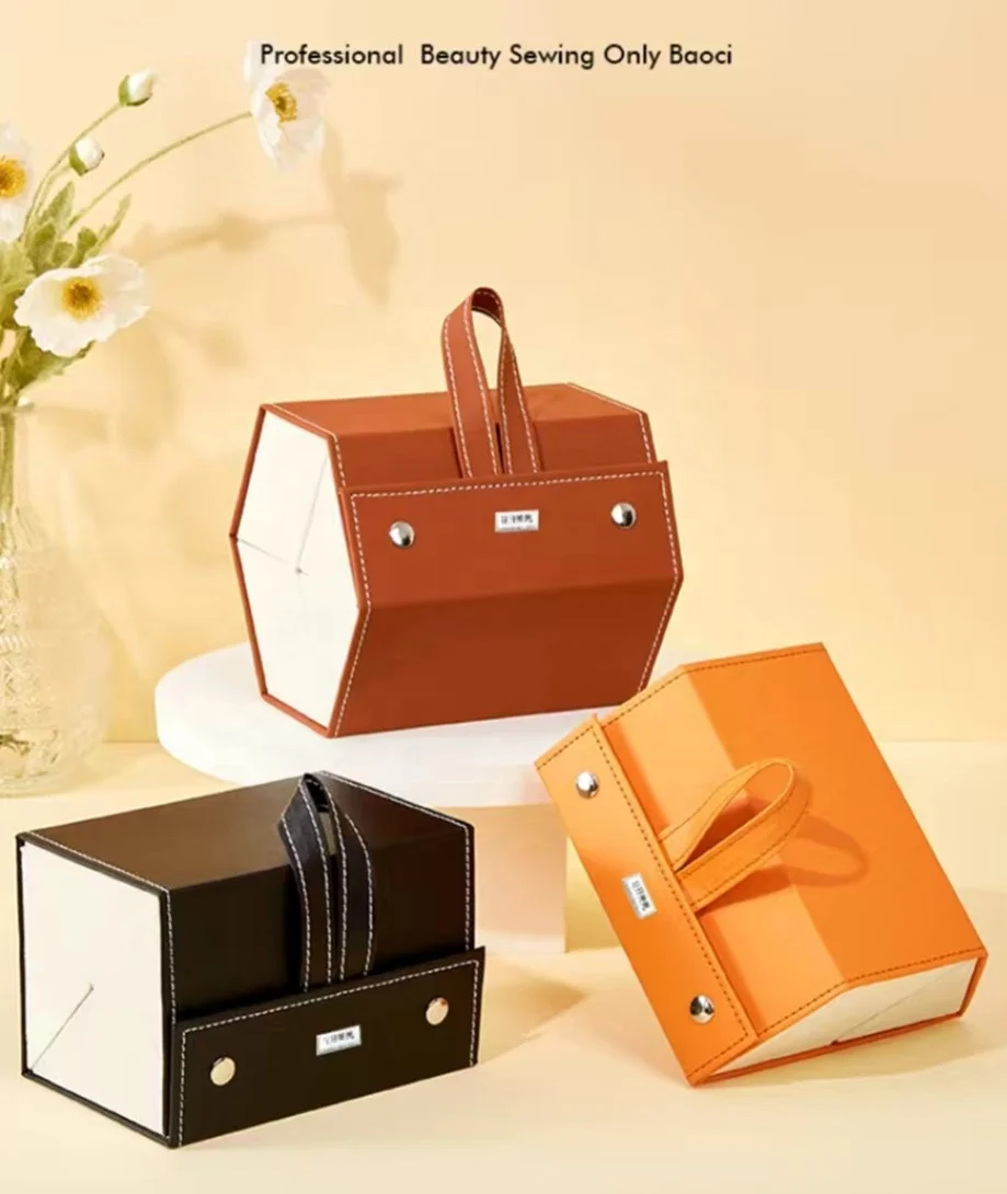 Multi- Color  Transformable  packing  Box/   3D  sun-glasses storage Suitcase Box With Handle / interlocked leather  Box case