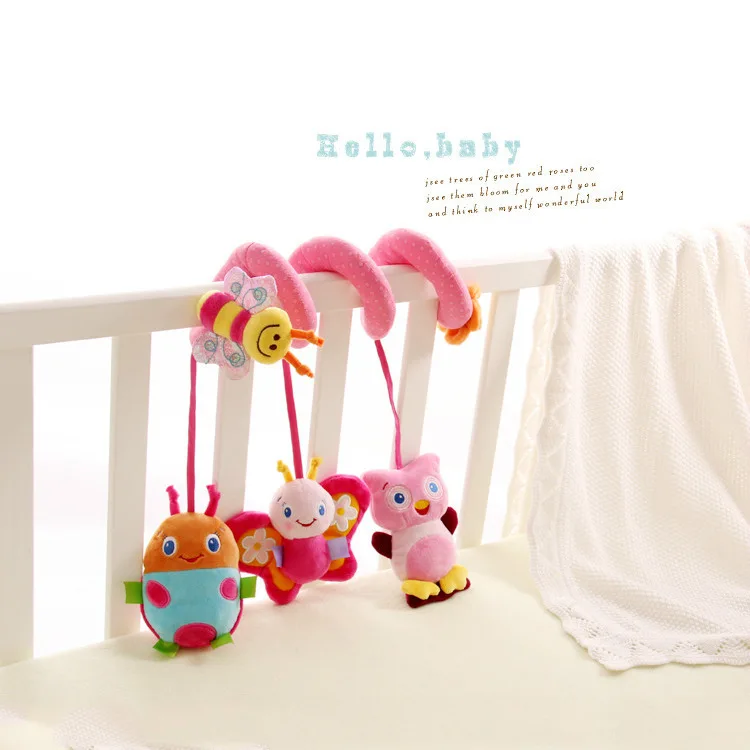 K2263 Newborn Baby Bed Rattle Toys Hanging Cloth Spiral Toy for Baby Stroller Accessories Hook Clip On Pram with Music