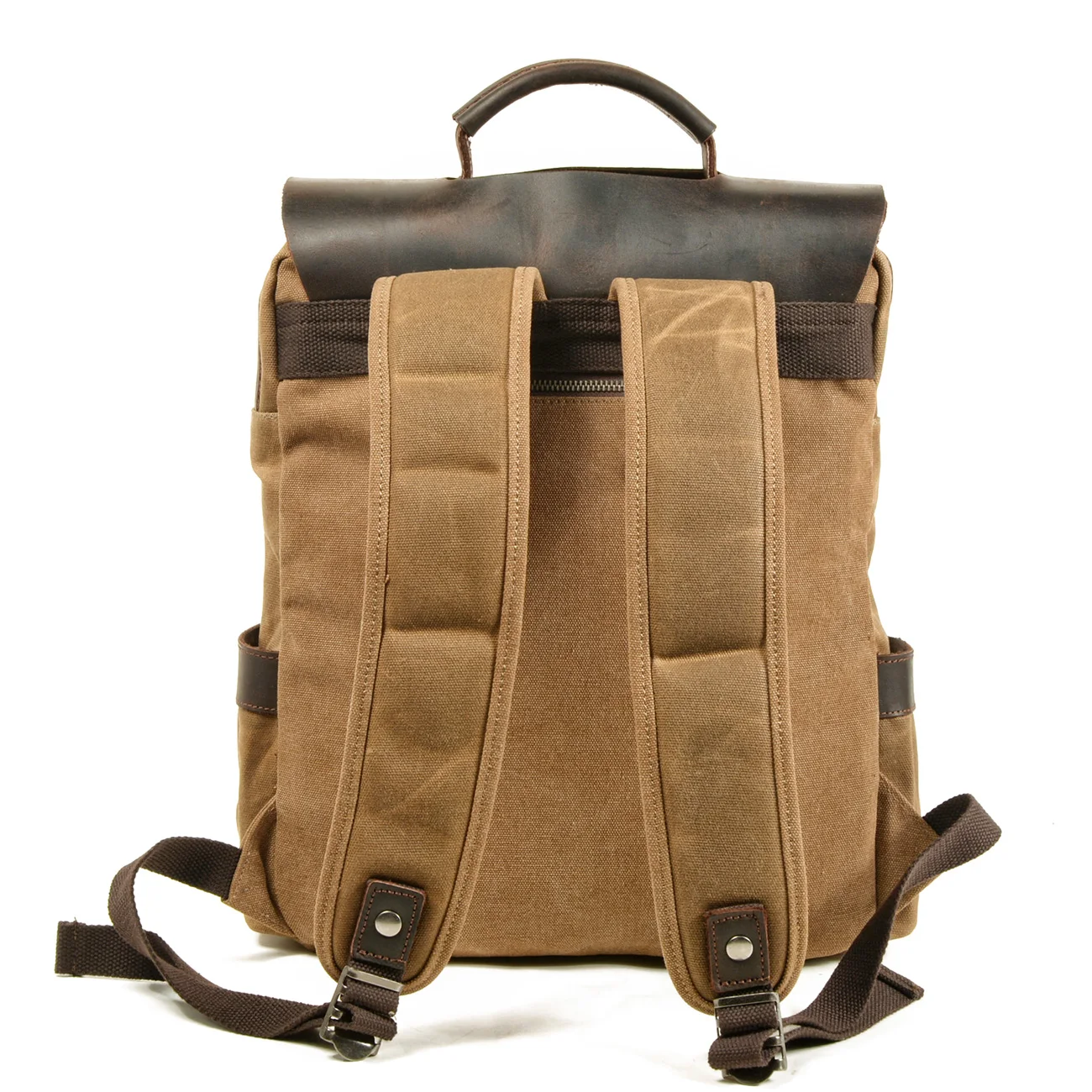 high quality backpack,hot sale custom back pack,wax canvas Stitching leather backpack bag