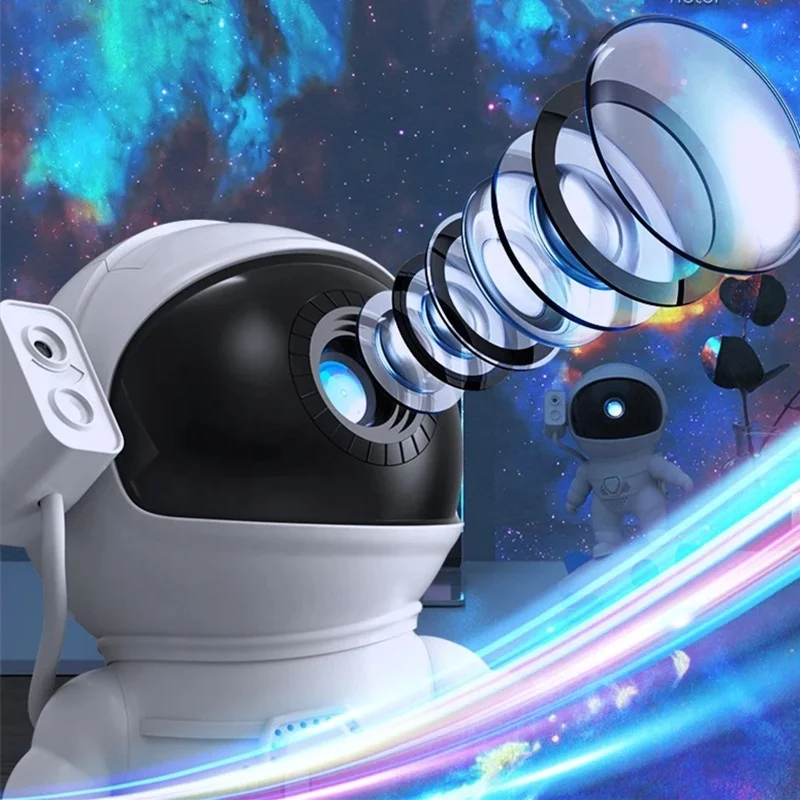 Lonvel Rocket Spaceman Projector Lamp, Nebula Starry Sky Star Projector Galax Projector Night Light Film Disk Spaceman for Kids