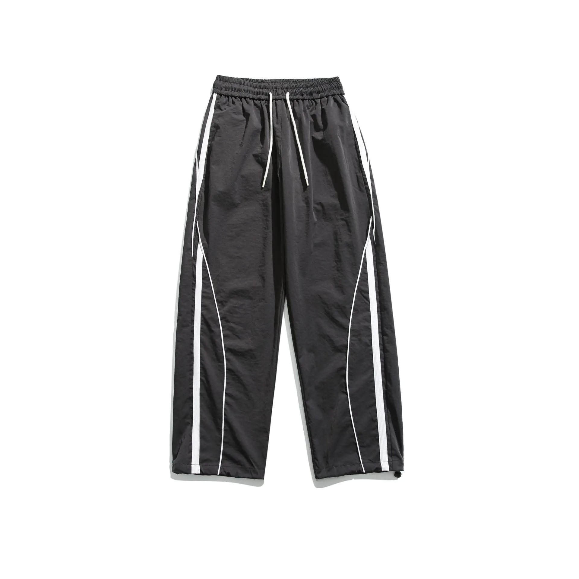 custom stacked y2k pants for ladies wide leg Waffle flare sweat pants baggy Striped flared track knit belt flare sweat pants men