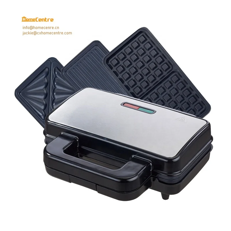 Electric 3 in 1 2 slice Stainless steel detachable deep dip anti overflow waffle iron