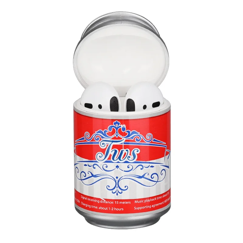 Christmas New Tws Coke Can Design Coca Shaped Ring Pull Style In Tin Box Gift Package Wireless Earbuds Earphone Headphones