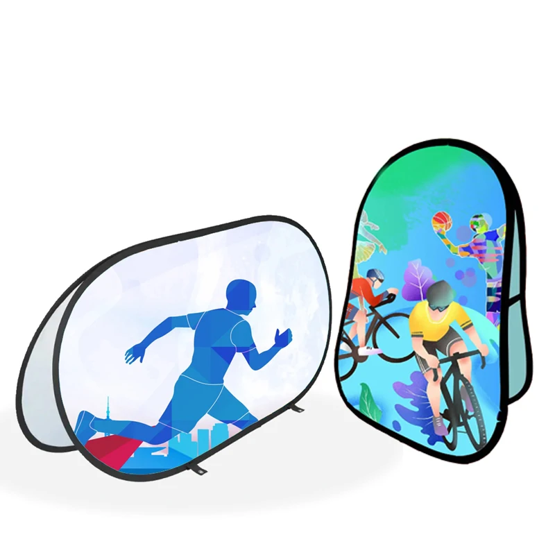 Outdoor Banner Stand Fast Shipping Double Sided Bean Shape for Sports Portable Display Pop-Up Design