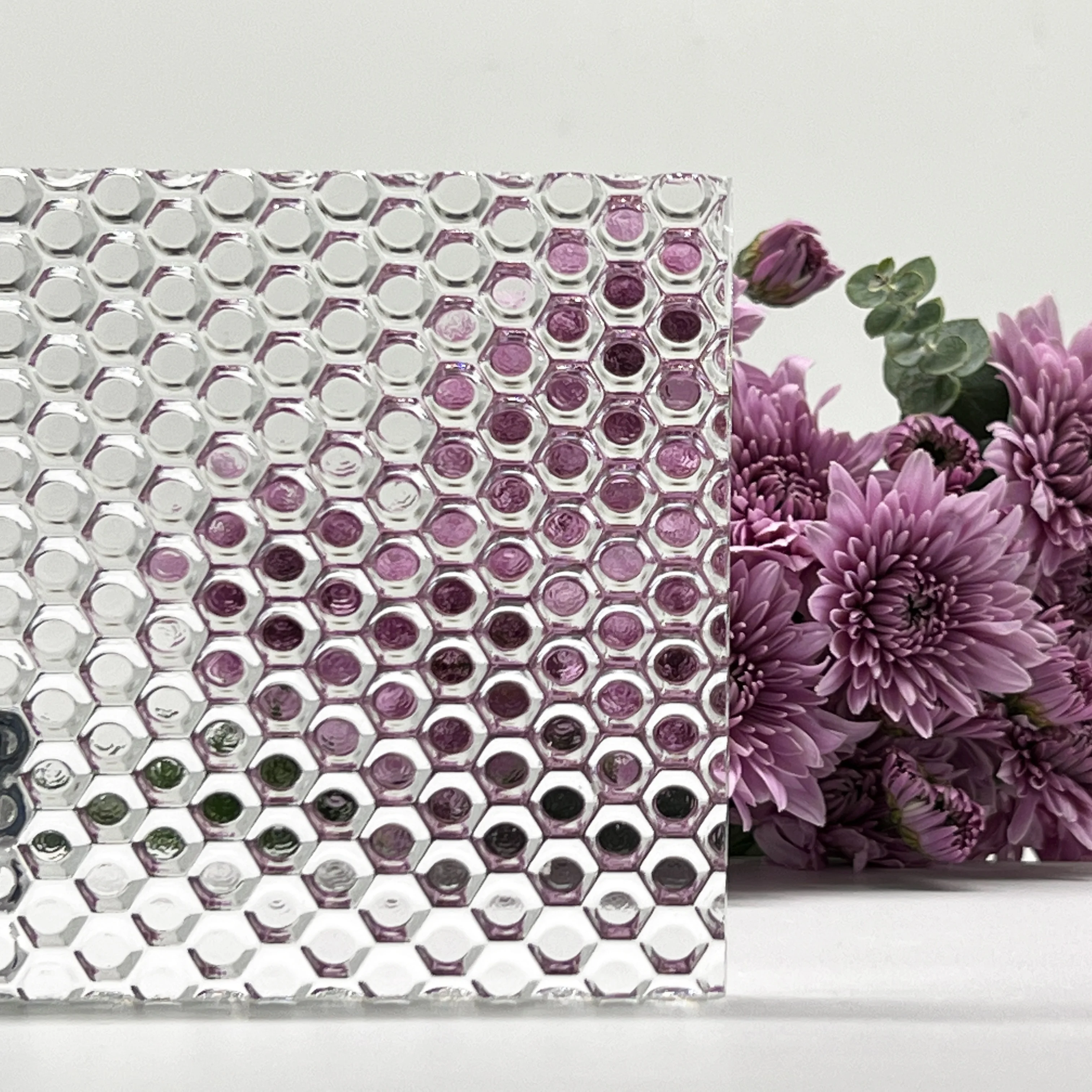 5mm Translucent architecture float honeycomb texture patterned glass for decorative glass paneling