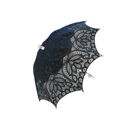 100% Cotton Handmade Belgian Lace Parasol & Lace Fan