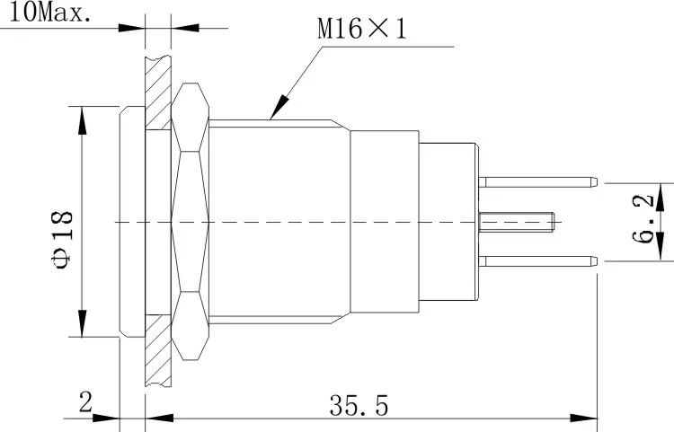 Industry leading brand ONPOW (CE,ROHS) 16mm flat head LED pilot lamp pin terminal black housing indicator