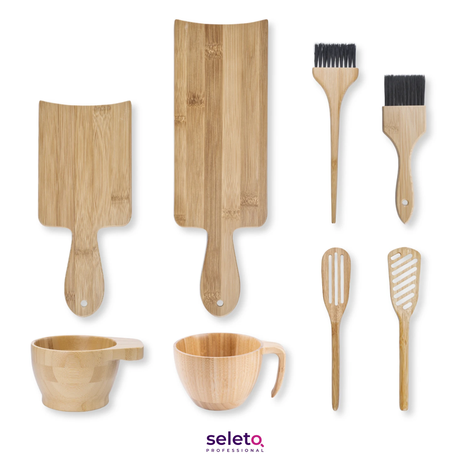 Eco applicator hairdressing coloring set kit hair Mixing colour Dyeing Bristle Bamboo wood Tint Bowl Brush board Balayage Tools