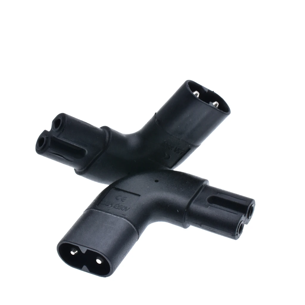 IEC320 C7 to C8 Right Angle AC Adapter, IEC 320 C7-C8 90 Degree Vertical Left Right Angle Power Adapter, Figure 8 Male to Female