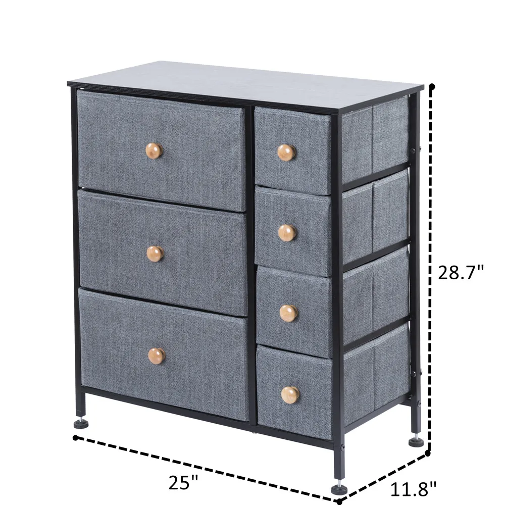 7 Drawers Fabric Cabinet Metal Frame Furniture Storage Dresser Bedroom Closet storage drawer
