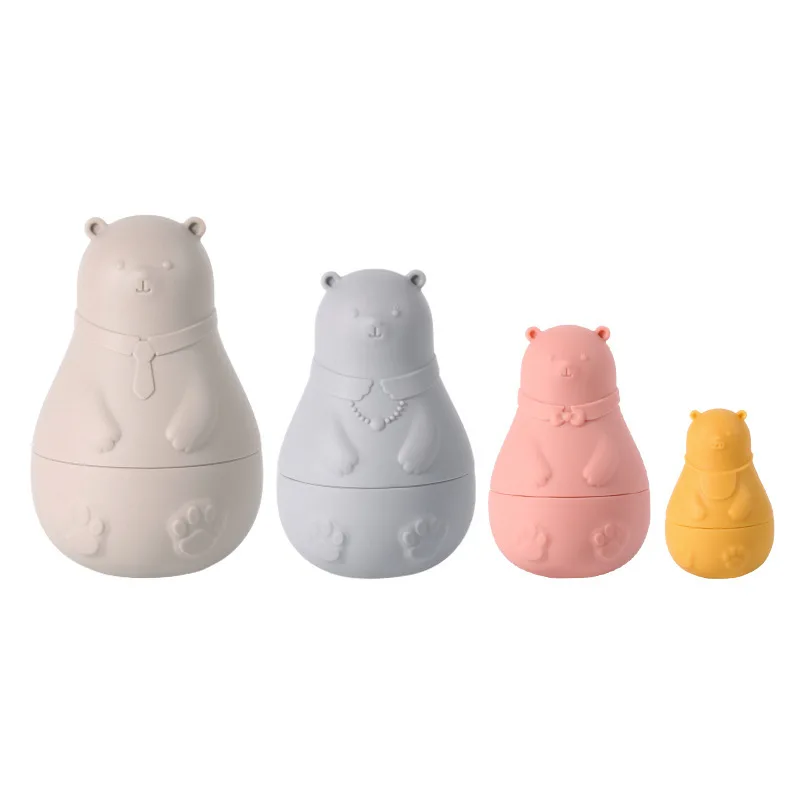 New Silicone Matryoshka Dolls Early Education Puzzle Building Blocks Baby Silicone Bear Nesting Toy