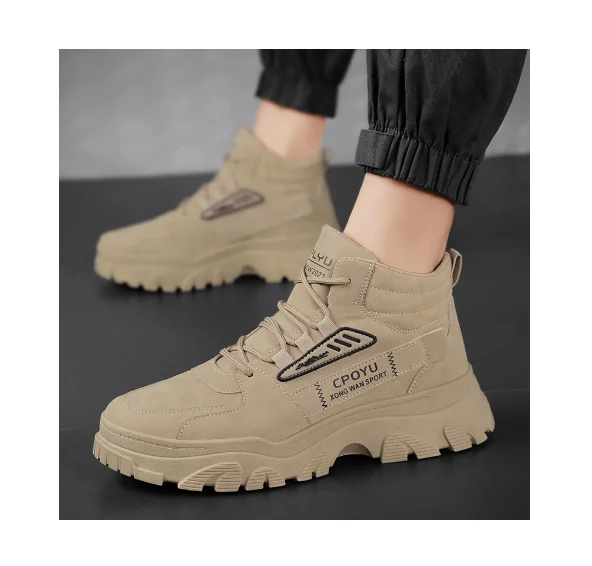 Autumn and Winter New Trendy Versatile Mid Top Sports and Casual Shoes Work Dress Shoes for Men