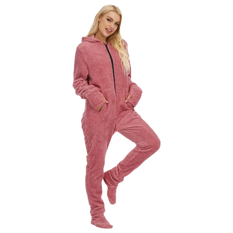 Wholesale Soft 100% Polyester Jumpsuit Onesie Womens Adult Fleece Winter Pajama Custom Woman Onesie