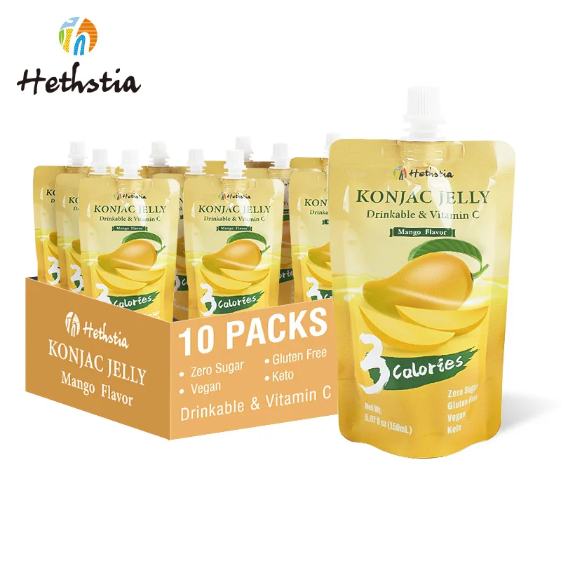 Wholesale 3 Calorie Sugar-Free 0 Fat Healthy Konjac Jelly Fruit Mango Juice Konjac Jelly