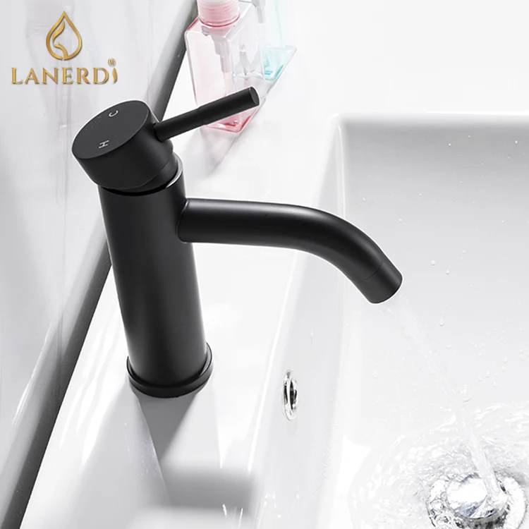 upc cheap black 1 hole 304 villas stainless steel restroom bathroom basin faucet mixer tap taps grifo de lavabo