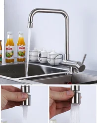 Home Downward Folding Mixer Tap Hot Cold Water Revolve Nozzle Brush 304 Stainless Steel Kitchenroom Sink Faucet