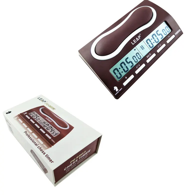 wholesale custom Durable Large LCD Display Chess Clock Brown Beautiful Luxury Professional Chess Timer