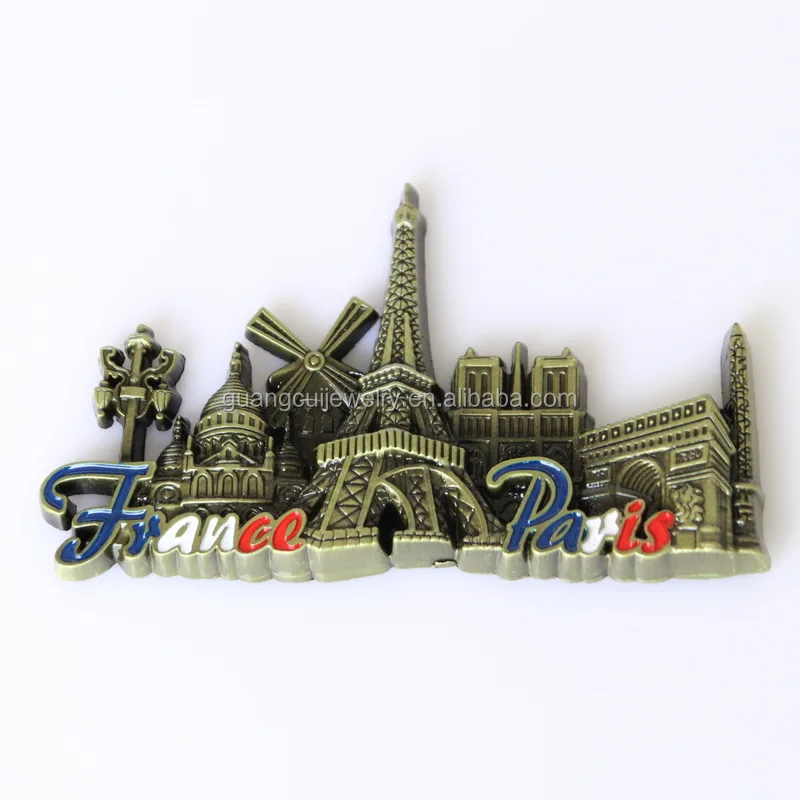Wholesale Paris souvenir zinc alloy high quality enamel advertising fridge magnet