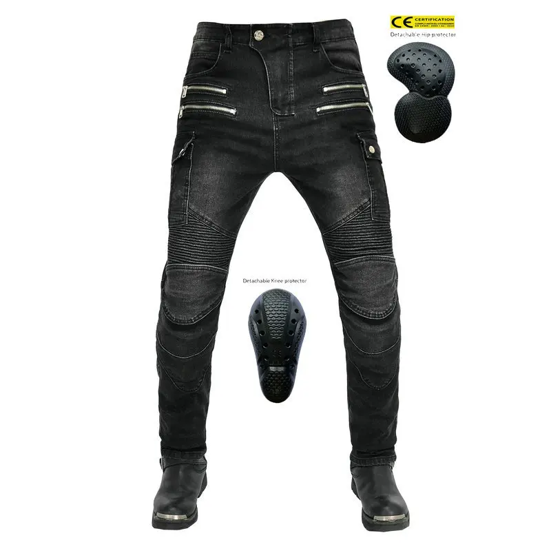 New Vintage Green Biker Workwear Multi-Pocket Fall-Proof Motorcycle Riding Pants for Men