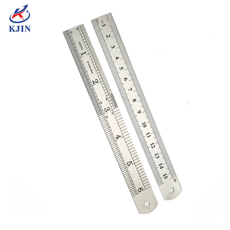Custom 15CM 20CM 30CM OEM logo Stainless steel ruler, high quality metal scale ruler with metric & inch scale
