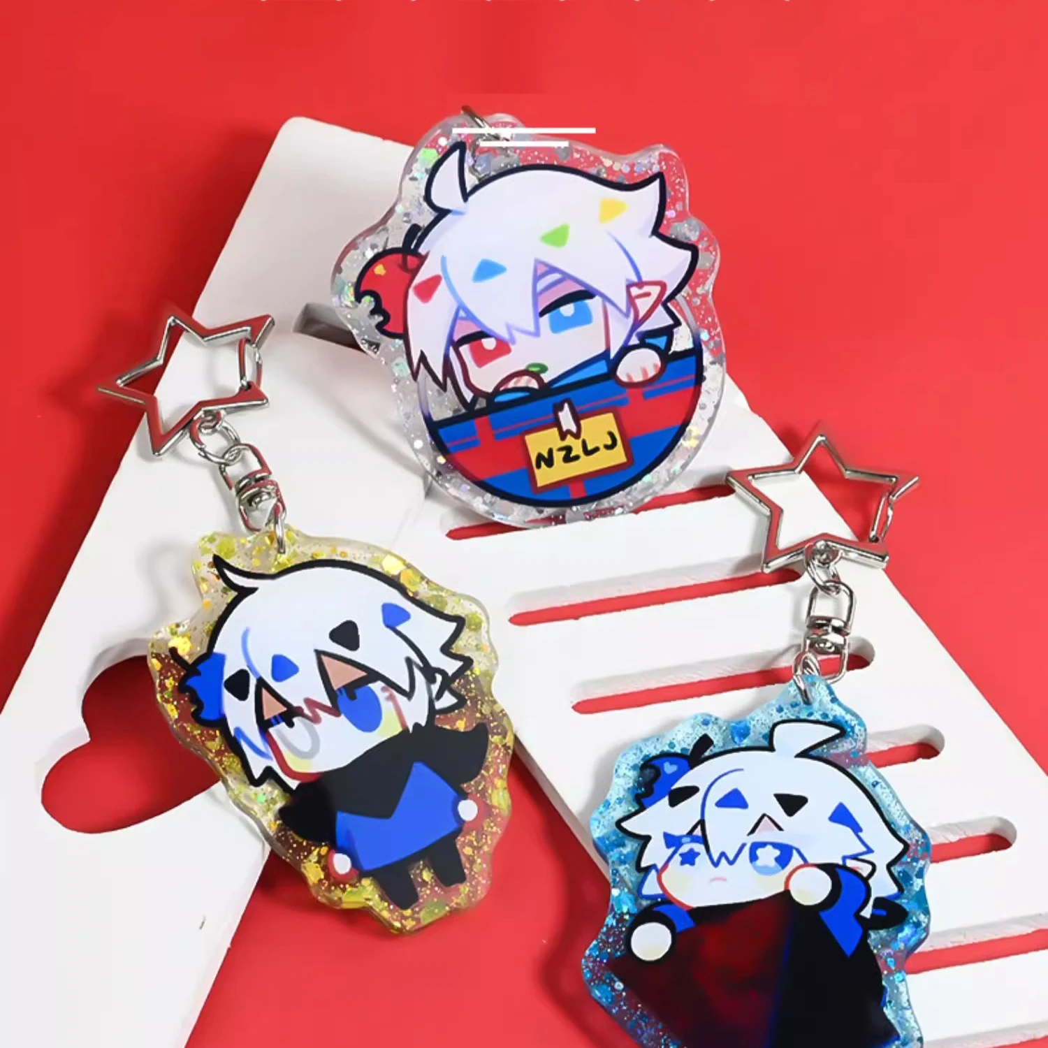 Wholesale Acrylic Keychain Maker anime Custom Printing glitter Clear Logo epoxy plastic key chains charm holographic for Gifts