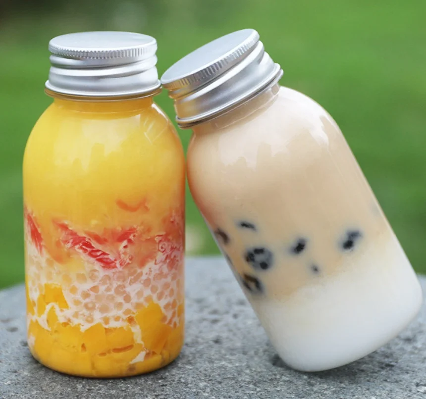 Wholesale 250ml 350ml Mini Soda Bottle Champagne Juice Beverage Drink PET Bottle Plastic Milkshake Bottle