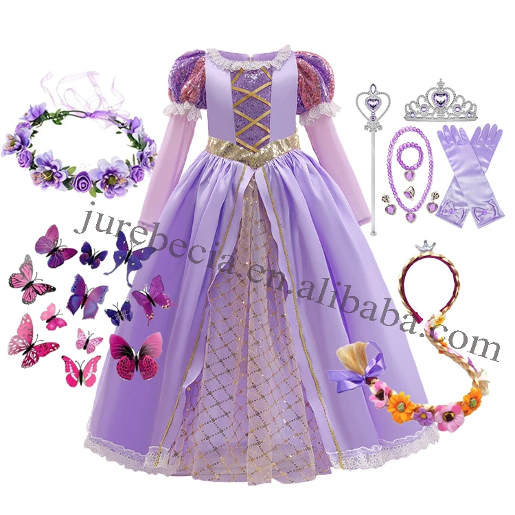 TV & Movie Kids Halloween Costume  Party Wear Princess Rapunzel Costume Carnival Christmas Fancy Dresses For Girls