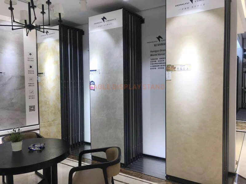 Factory Price Granite Marble Stone Exhibition Display Stand Ceramic Tiles Showroom Sliding Display Rack