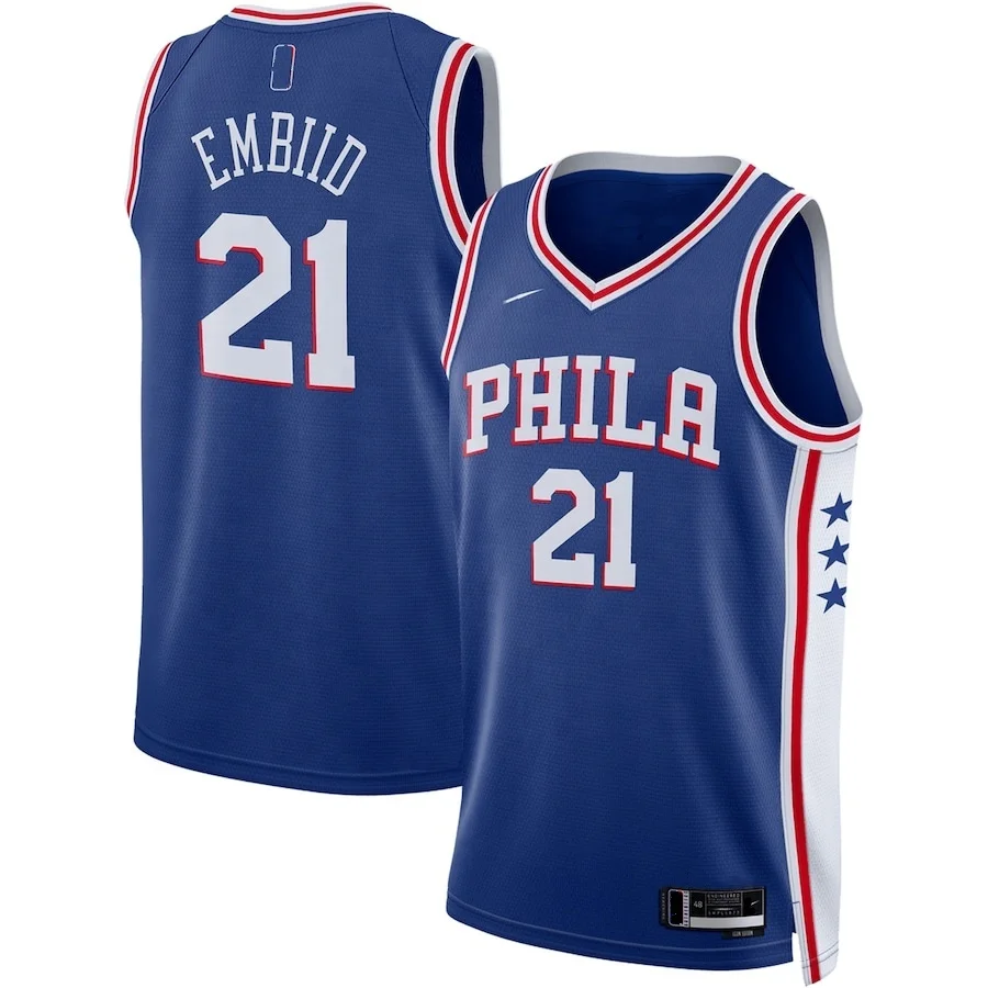 Joel Embiid #21Nbaing Philadelphia 76er Basketball Jersey Unisex Hot-Pressing Classics Uniform Quick Dry City Edition Youth Wear