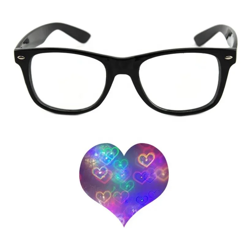 Plastic Heart Diffraction Glasses 3D Prism Rainbow Effect Rainbow eyewear - Great Edm, Concert, and Rave Accessory