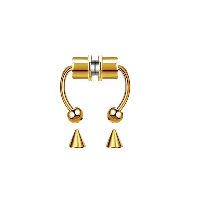 Nose Rings Stainless Steel Horseshoe Hoop Nose Ring Non Piercing Jewelry Magnetic Faux Septum Nose Rings