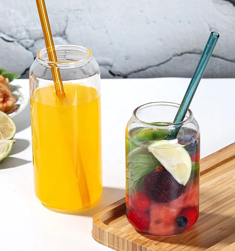 Custom Logo Exquisite Drinking Glass Cup Nordic Creative Cola Can Glass Milk Fruit Juice Beer Cup