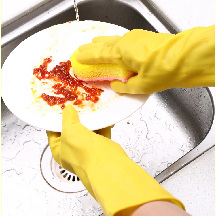 Factory wholesale cheap long sleeve latex rubber hand gloves for kitchen cleaning