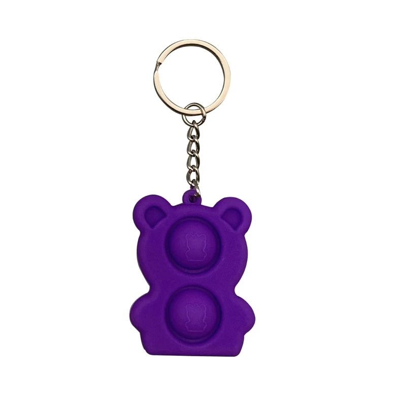Bear Mini Push Bubble Sensory Toy Keychain Autism Squishy Stress Reliever Toys for Adult Kids Relief Funny Fidget Toys