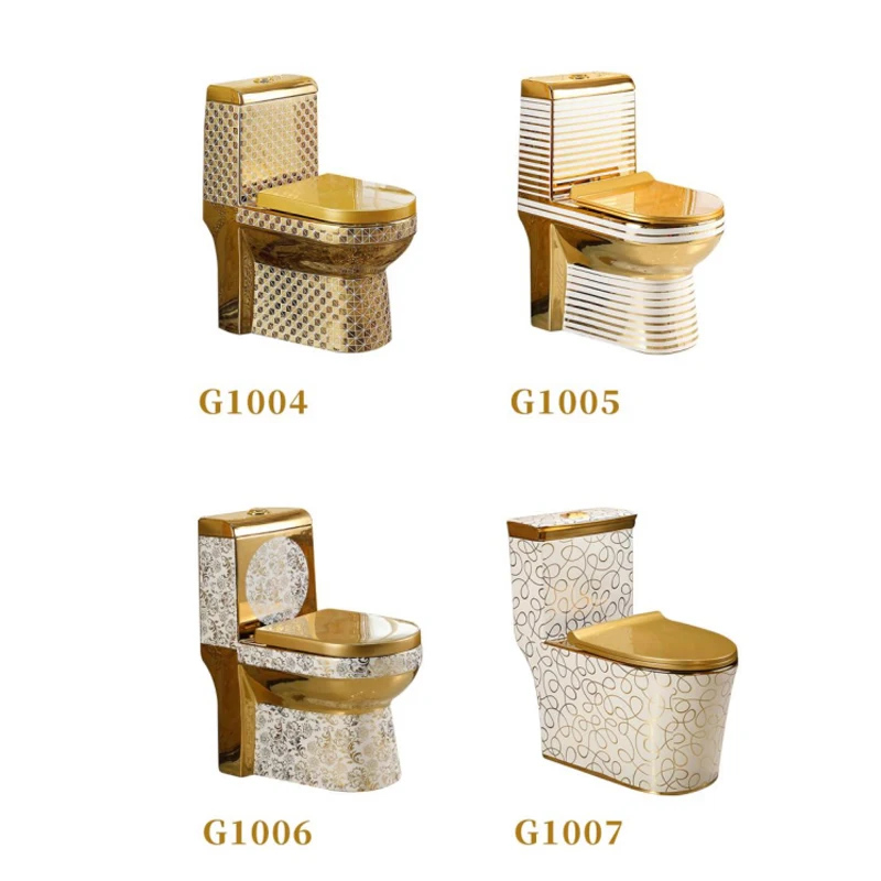 Luxury Golden Color Bathroom Sanitary Ware Commode Ceramic Wall Mounted Gold Hanging Toilet