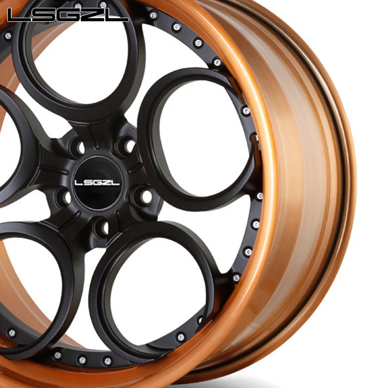 LSGZL custom forged 2 piece car rims alloy wheel Pcd 6X139.7 5x120 5x130 16 19 20 24 26 28 inch rims passenger car wheels