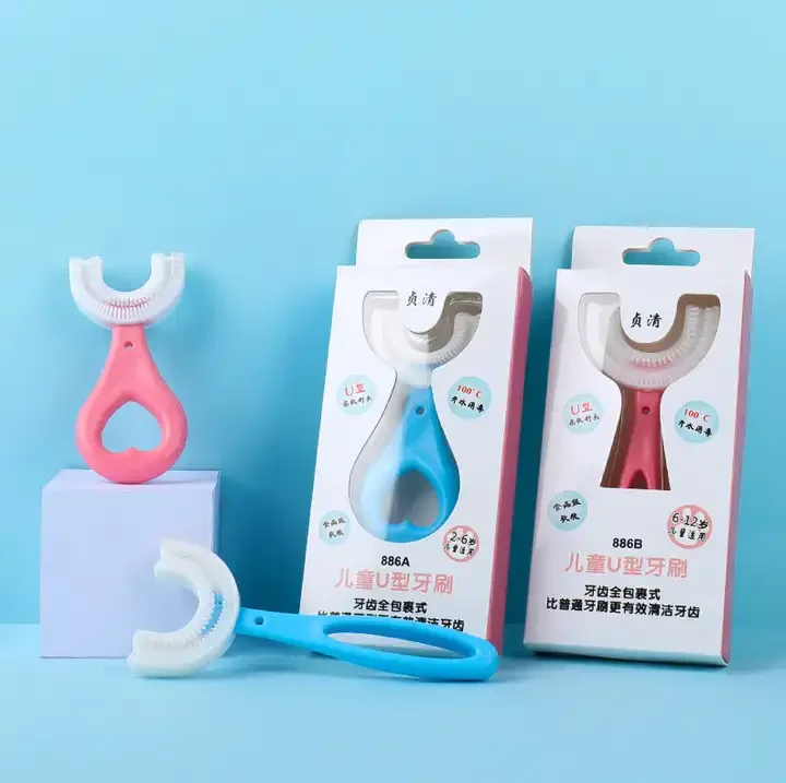 Hot sale baby deciduous teeth manual kids toothbrush 360 degree food grade silicone toothbrush baby