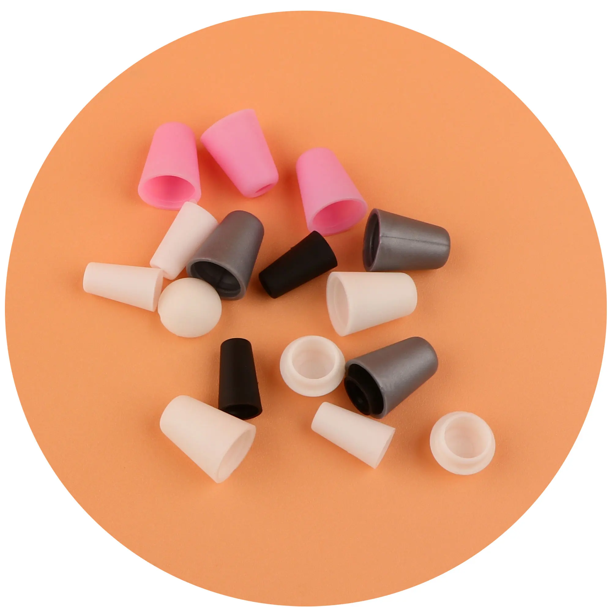 Wholesale 100pcs Black Plastic Bell-Shape End Stoppers Fastener Cord Lock Rope Lanyard Garments Fastener Metal Rubber Black Tone