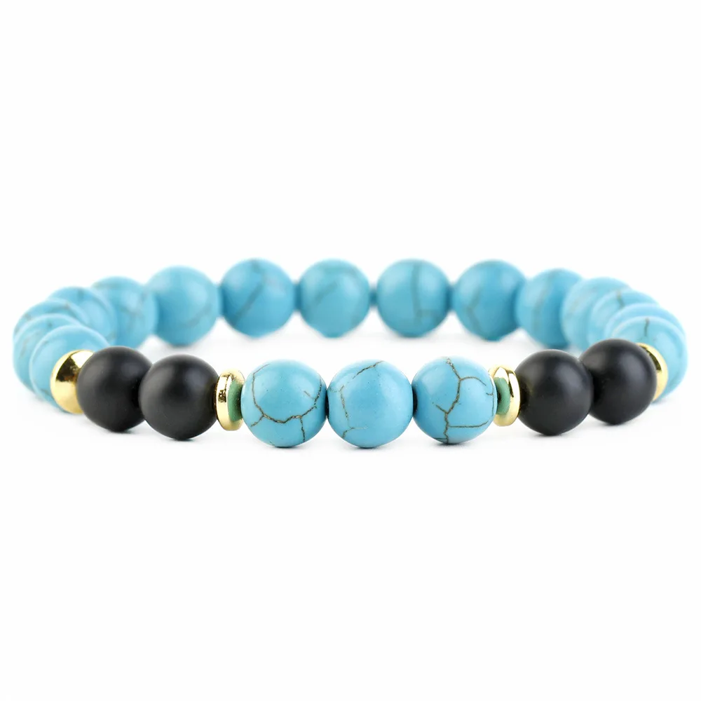 Hot Sale Accessories 8mm Stone Personality Bracelet Tiger Eye Turquoise Bracelet Jewelry