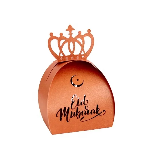 ramadan decoration Eid Mubarak candy box shiny crown muslims festival hollow gift box Islamic festival party favor